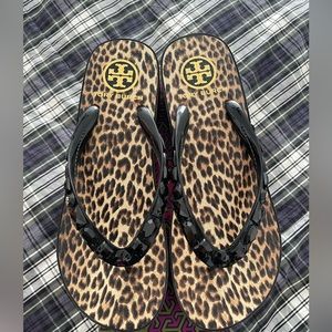 Tory Burch Jeweled Wedge Flip Flop - EUC Worn 1 time! - Leopard 🐆 Print